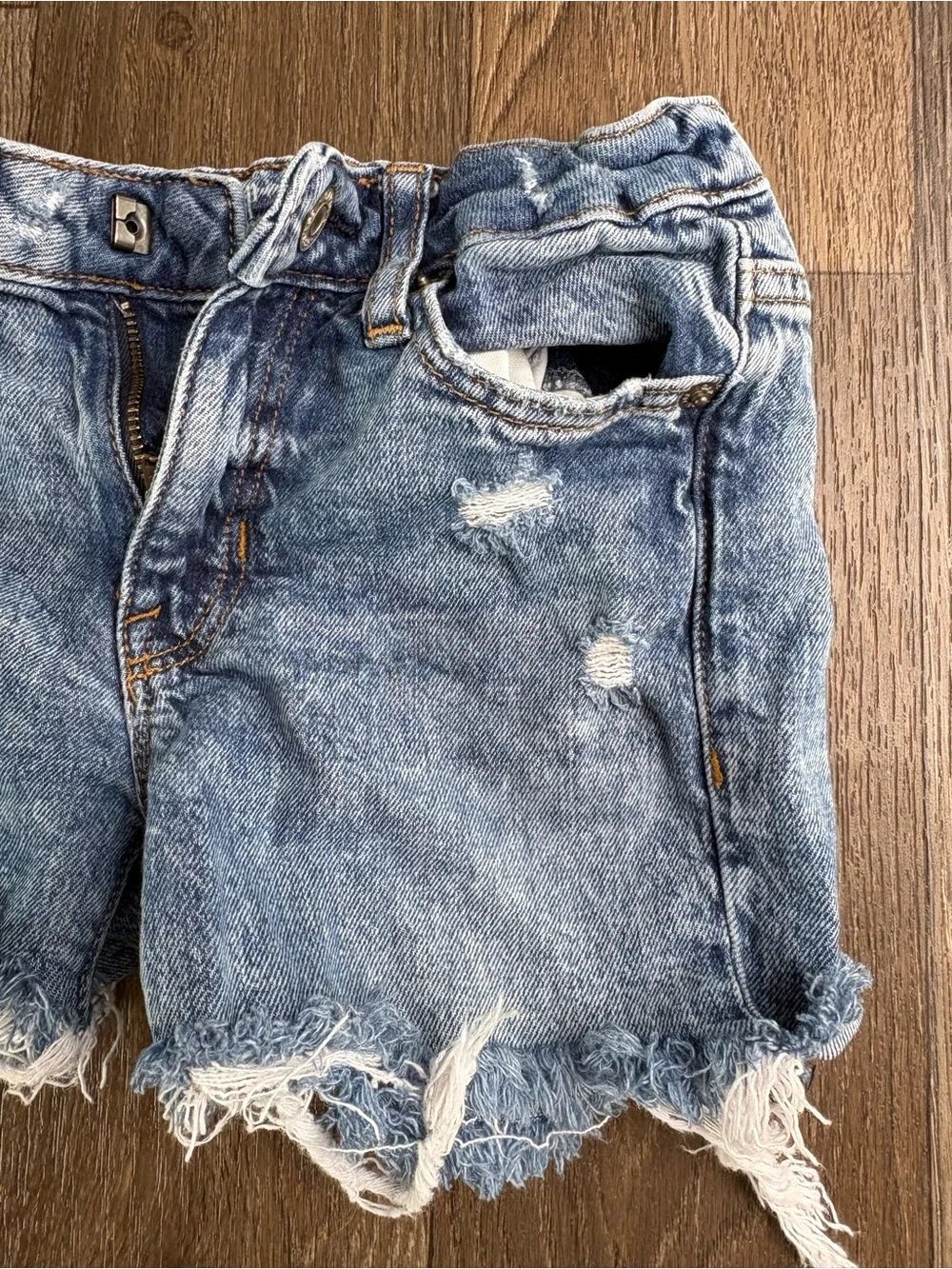 GAP Faded Light Blue Frayed Hem Denim Shorts - Kids
